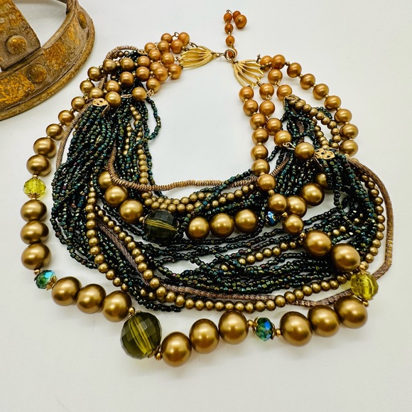 Vintage Multi Strand Statement Necklace - Picture 2 of 13